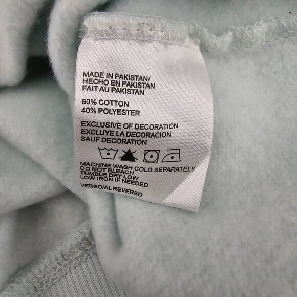 Relaxx Cherry Print Pull Over Cropped Light Green Long Sleeve Sweatshirt Top - Picture 5 of 6